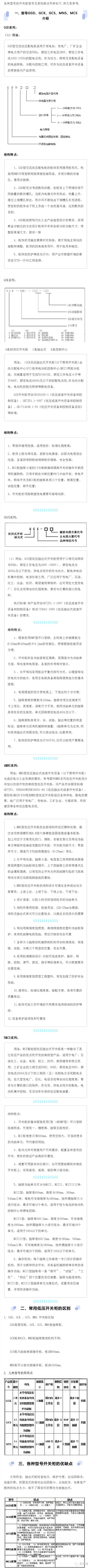 低電壓開關柜每個型號概述、用途、優點和缺點