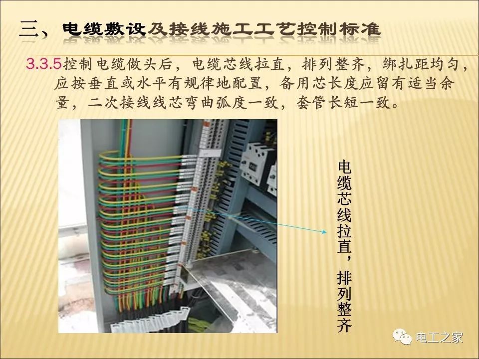 一條完成開關柜安裝，電纜橋架施工，電纜敷設及布線施工，照明配電箱施工